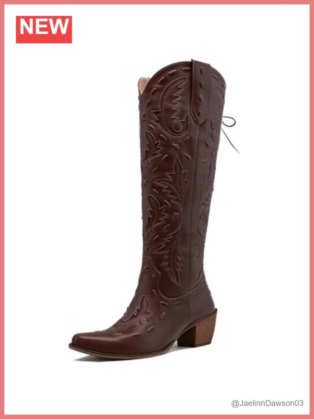 Knee High Cowgirl Lace Up Boots Snip Toe Microfiber Leather 2in Heel Western